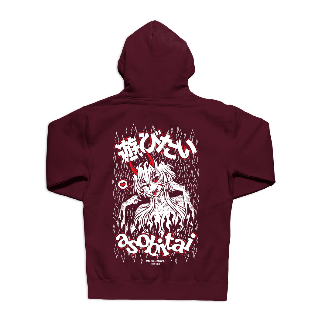 Asobitai Hoodie - Maroon *Apparel PRE-ORDER*