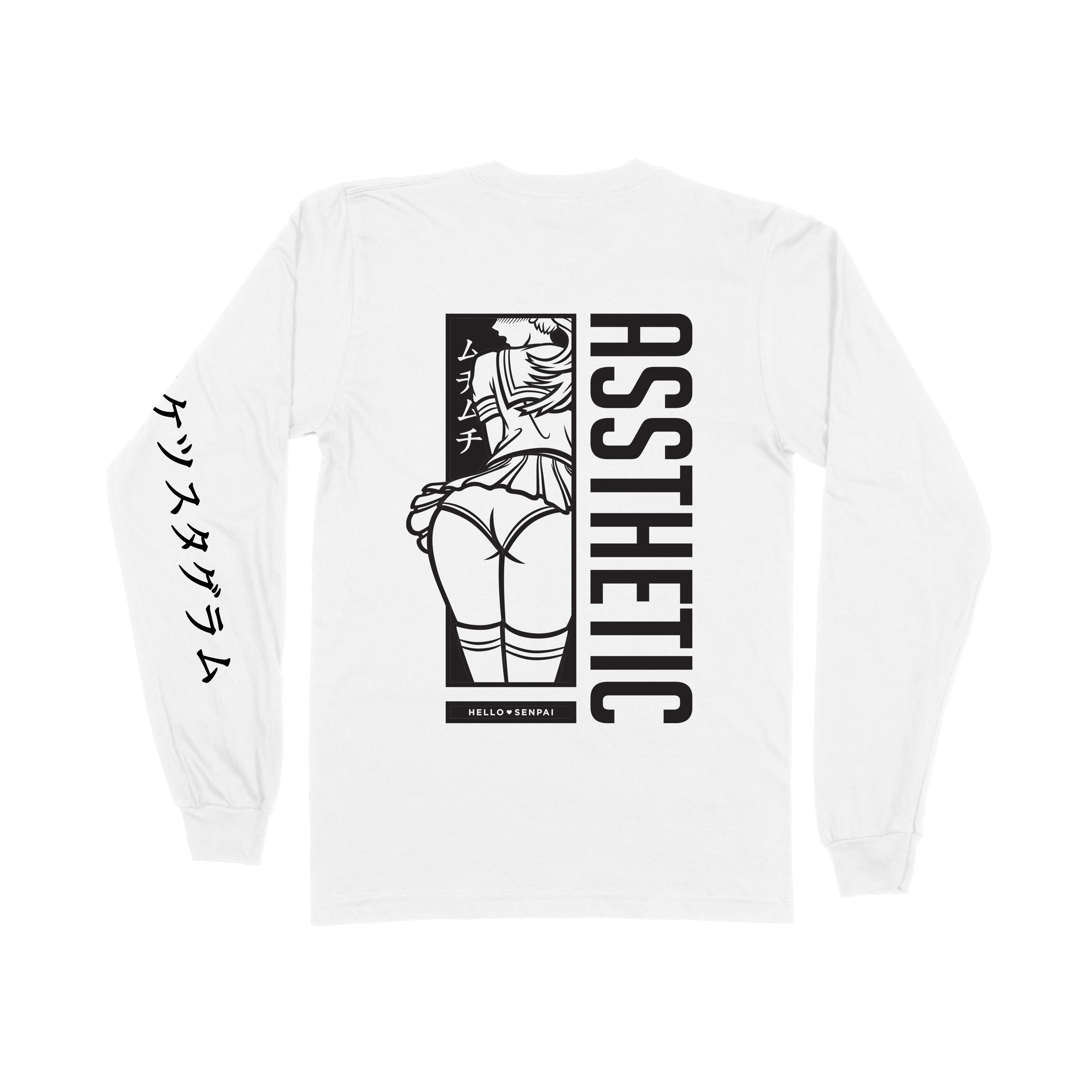 Assthetic Long Sleeve Tee - White *Apparel PRE-ORDER* – Hello Senpai