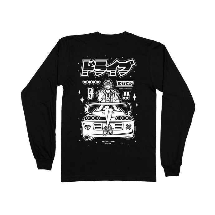 Supra Waifu Long Sleeve Tee - Black w/ White Ink *Apparel PRE-ORDER*