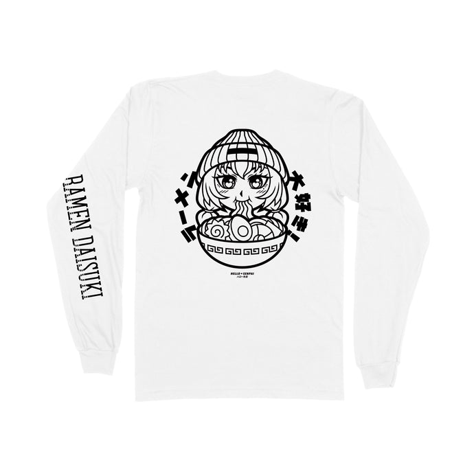 Ramen Daisuki Long Sleeve Tee - White *Apparel PRE-ORDER*